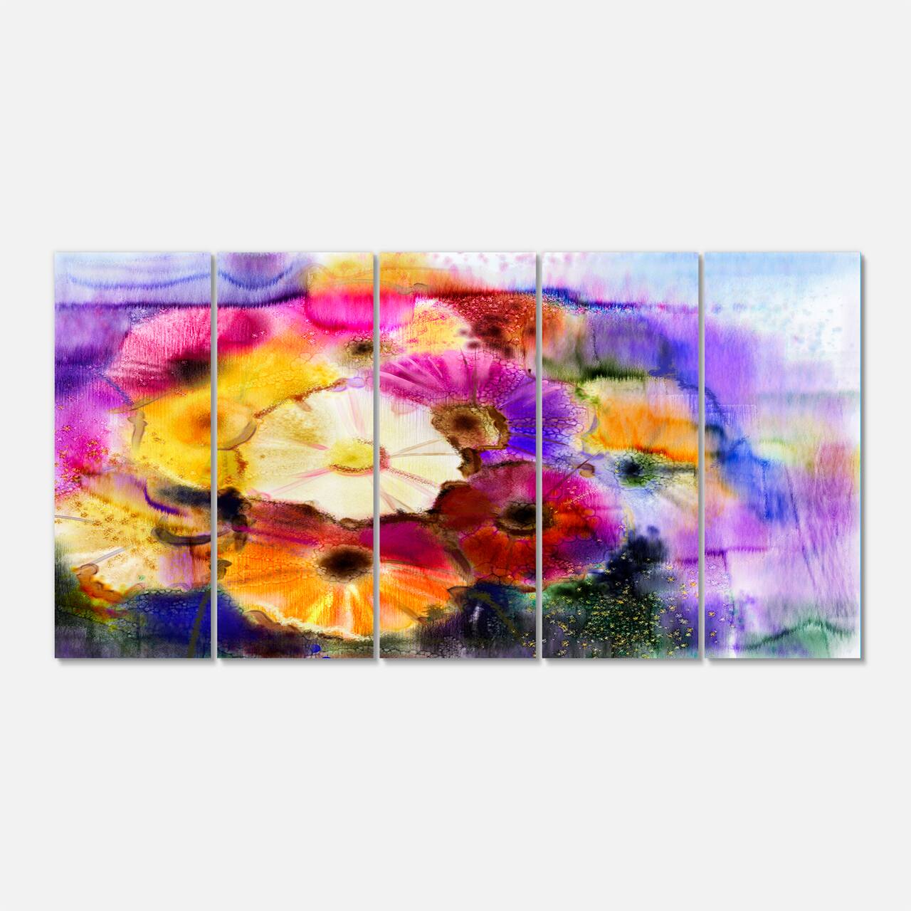 Designart - Bunch of Colored Daisy Flowers - Large Floral Canvas Art Print